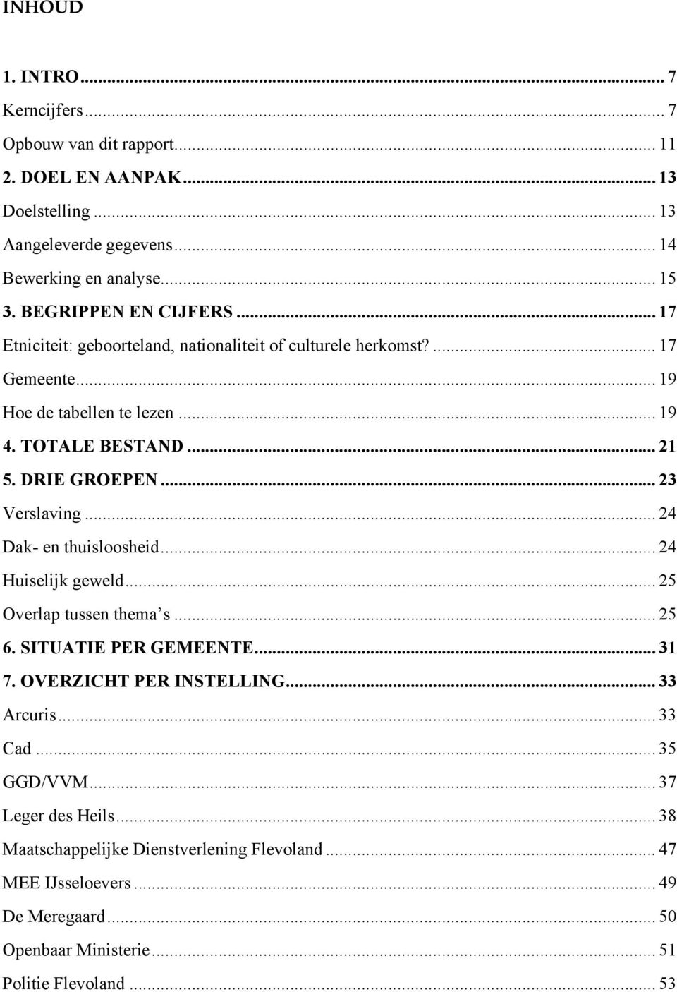 .. 24 Dak- en thuisloosheid... 24 Huiselijk geweld... 2 Overlap tussen thema s... 2 6. SITUATIE PER GEMEENTE... 3. OVERZICHT PER INSTELLING... 33 Arcuris... 33 Cad.