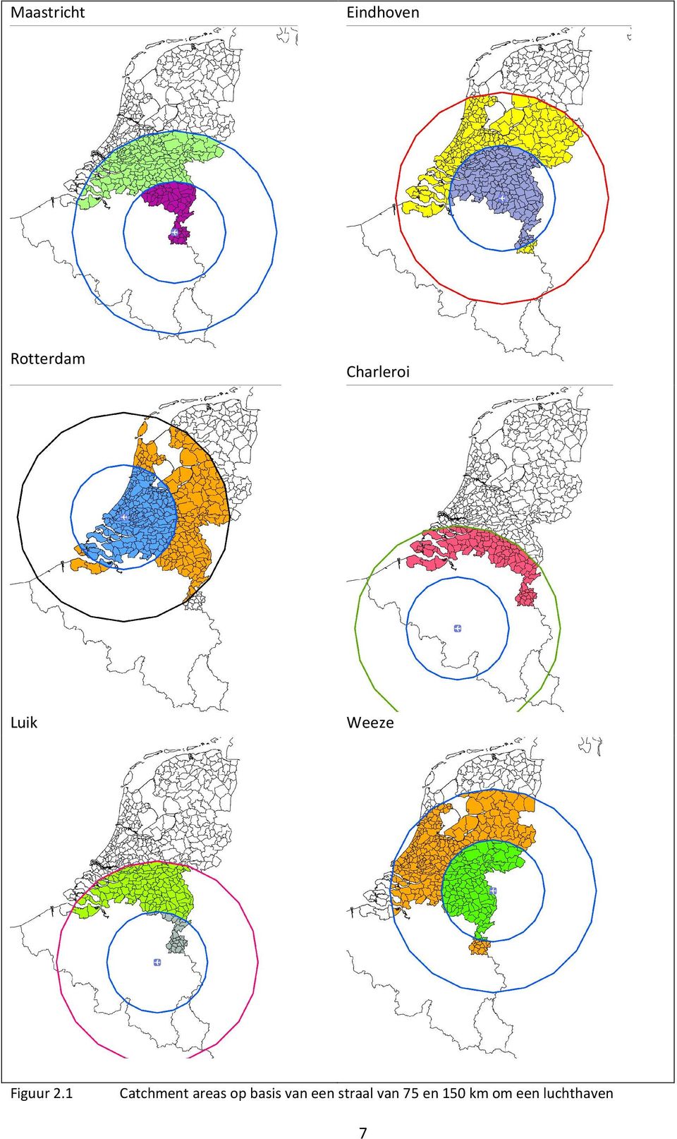 Catchment areas op basis van een