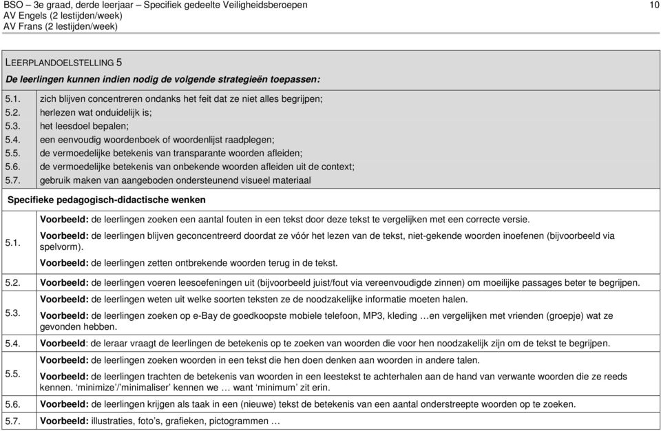 betekenis van transparante woorden afleiden; de vermoedelijke betekenis van onbekende woorden afleiden uit de context; gebruik maken van aangeboden ondersteunend visueel materiaal Specifieke