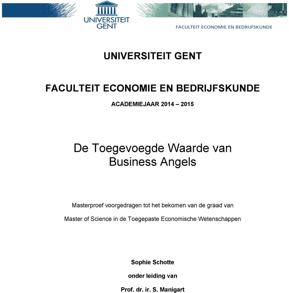 tot het bekomen van de graad van Master of Science in de Toegepaste