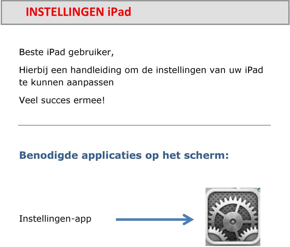 uw ipad te kunnen aanpassen Veel succes ermee!