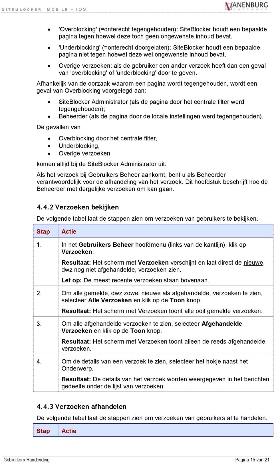 Overige verzoeken: als de gebruiker een ander verzoek heeft dan een geval van 'overblocking' of 'underblocking' door te geven.