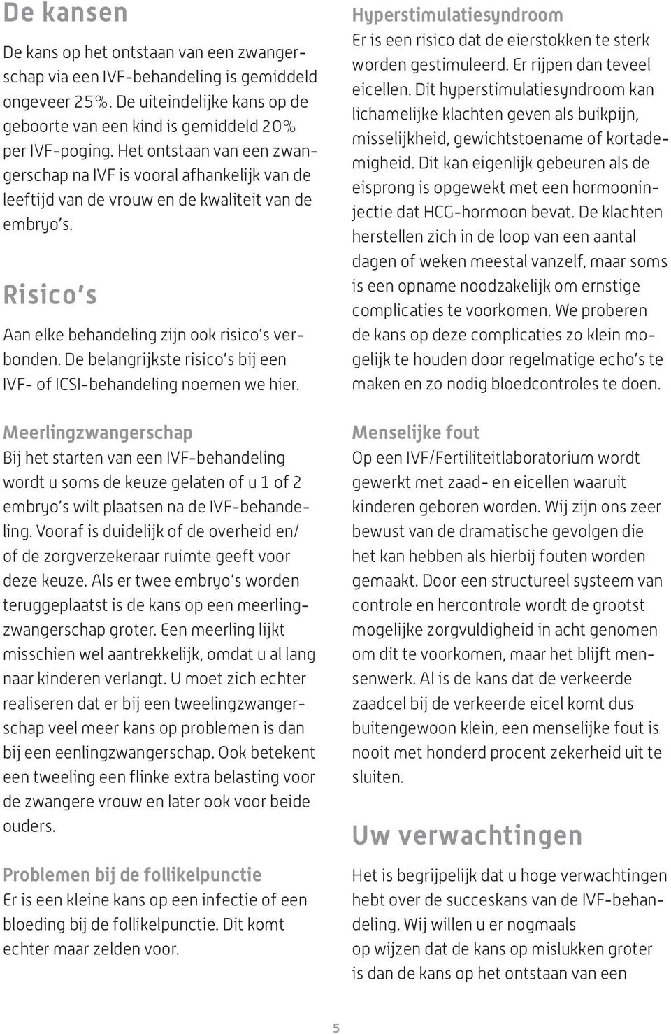 De belangrijkste risico s bij een IVF- of ICSI-behandeling noemen we hier.