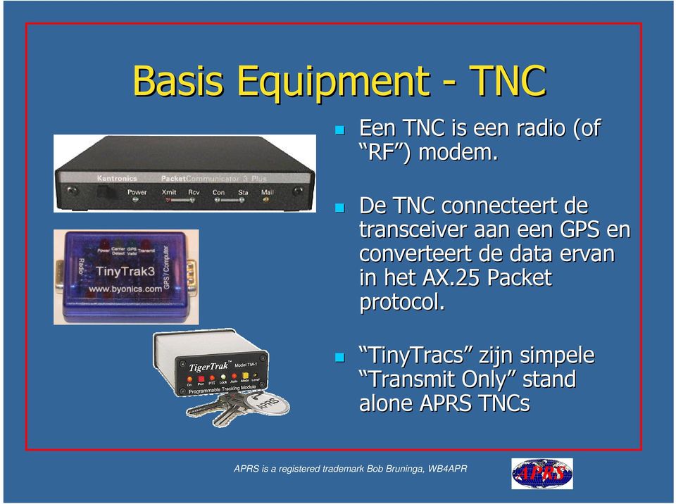 De TNC connecteert de transceiver aan een GPS en