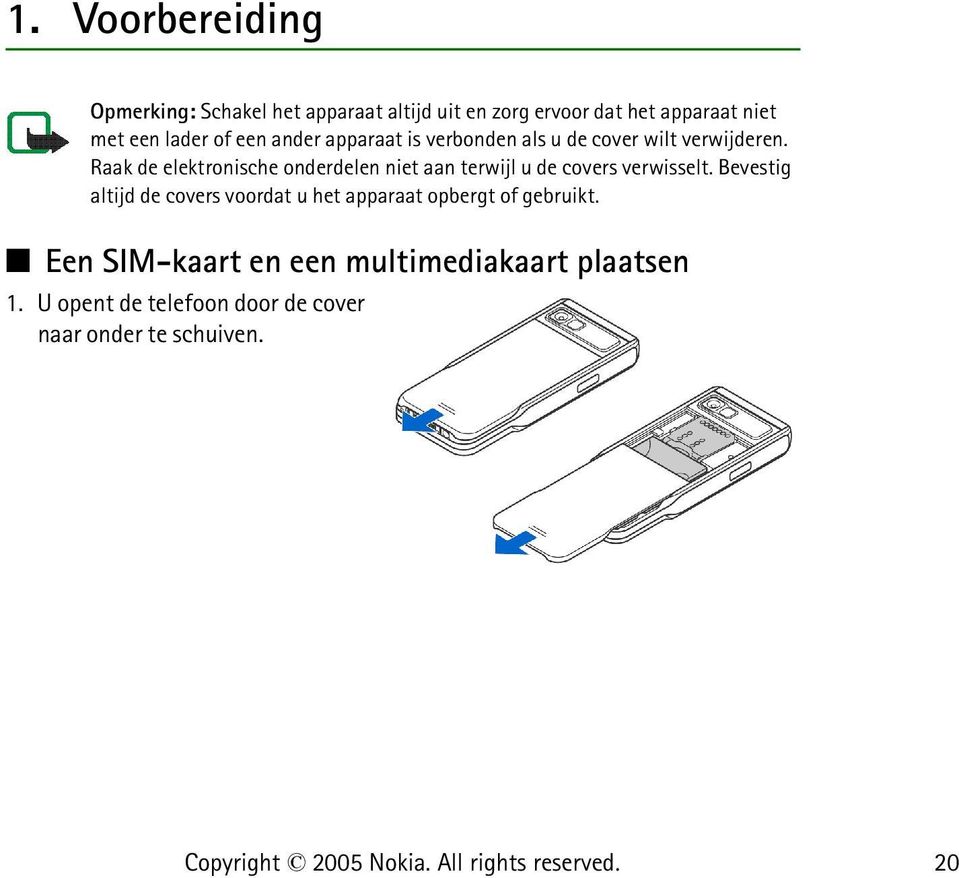 Raak de elektronische onderdelen niet aan terwijl u de covers verwisselt.