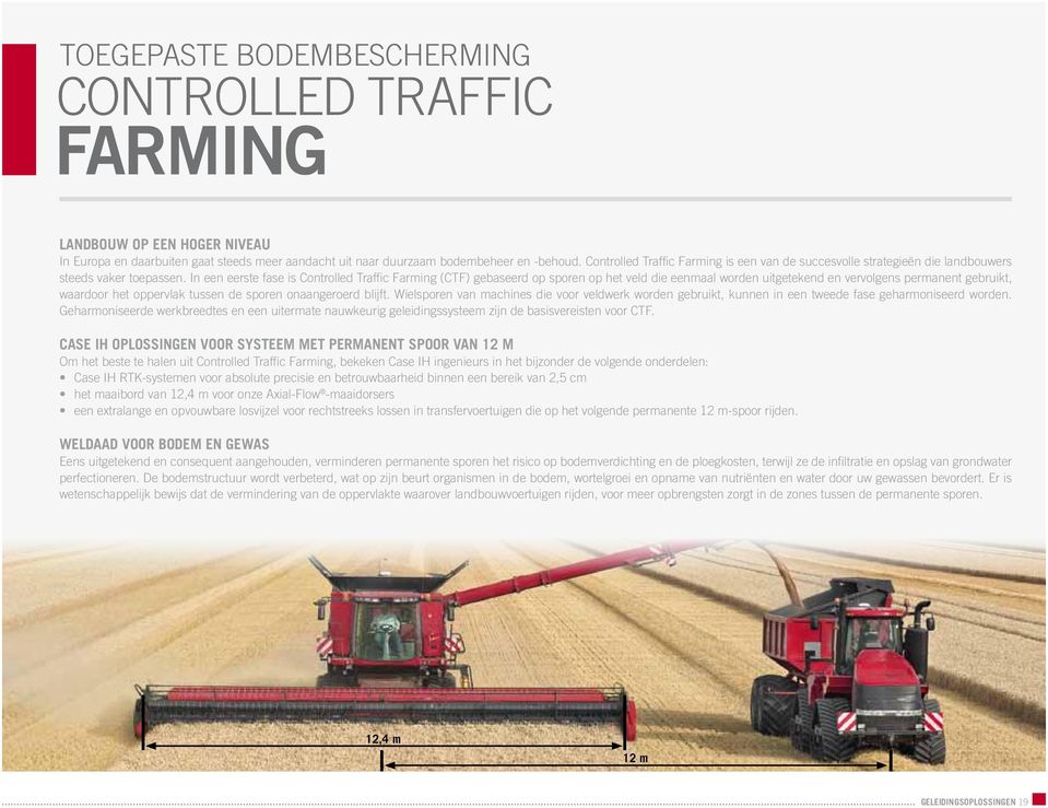 In een eerste fase is Controlled Traffic Farming (CTF) gebaseerd op sporen op het veld die eenmaal worden uitgetekend en vervolgens permanent gebruikt, waardoor het oppervlak tussen de sporen