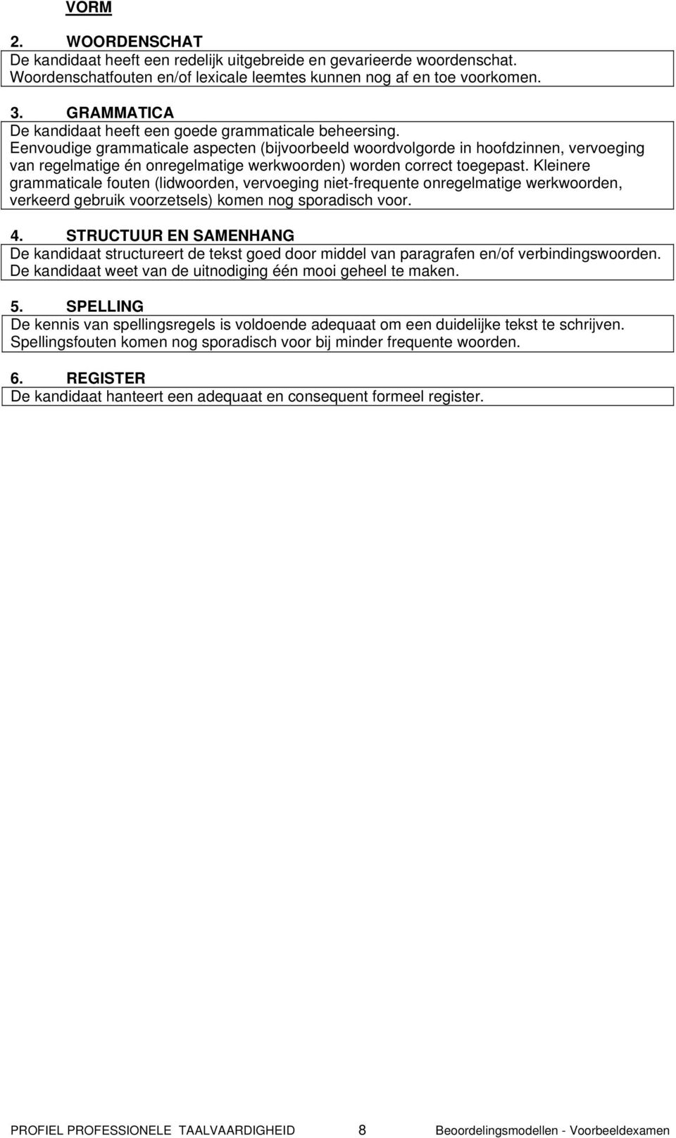 Eenvoudige grammaticale aspecten (bijvoorbeeld woordvolgorde in hoofdzinnen, vervoeging van regelmatige én onregelmatige werkwoorden) worden correct toegepast.