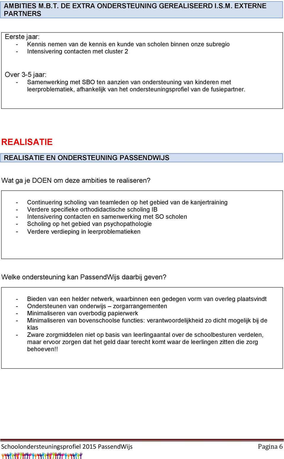 REALISATIE REALISATIE EN ONDERSTEUNING PASSENDWIJS Wat ga je DOEN om deze ambities te realiseren?