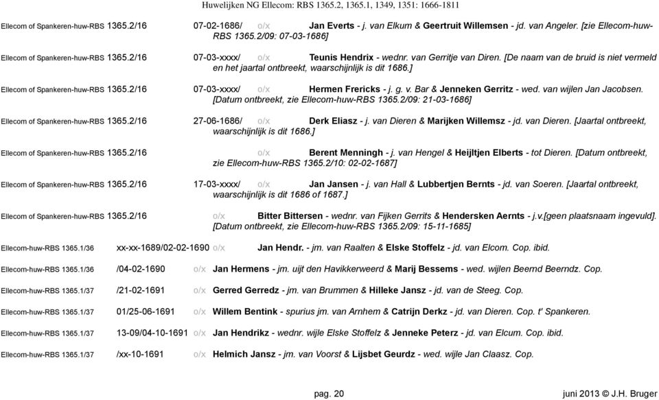 [De naam van de bruid is niet vermeld en het jaartal ontbreekt, waarschijnlijk is dit 1686.] Ellecom of Spankeren-huw-RBS 1365.2/16 07-03-xxxx/ o/x Hermen Frericks - j. g. v. Bar & Jenneken Gerritz - wed.
