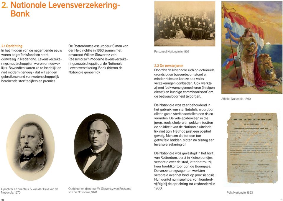 De Rotterdamse assuradeur Simon van der Held richtte in 1863 samen met advocaat Willem Siewertsz van Reesema zo n moderne levensverzekeringsmaatschappij op, de Nationale Levensverzekering-Bank