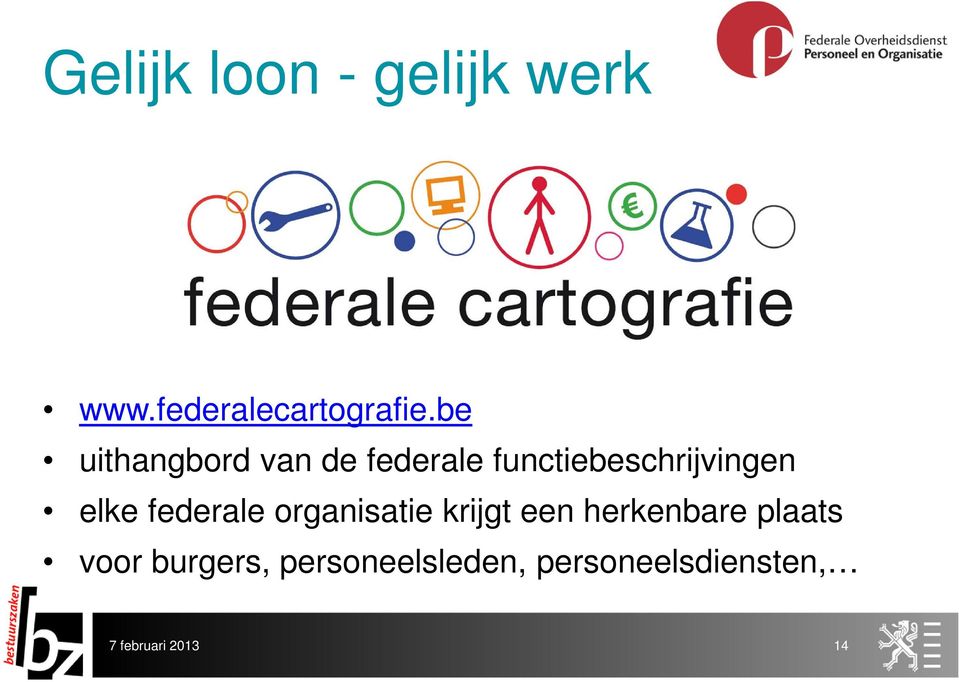 elke federale organisatie krijgt een herkenbare plaats