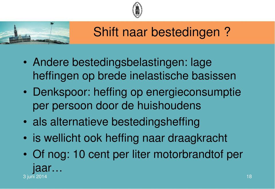 basissen Denkspoor: heffing op energieconsumptie per persoon door de