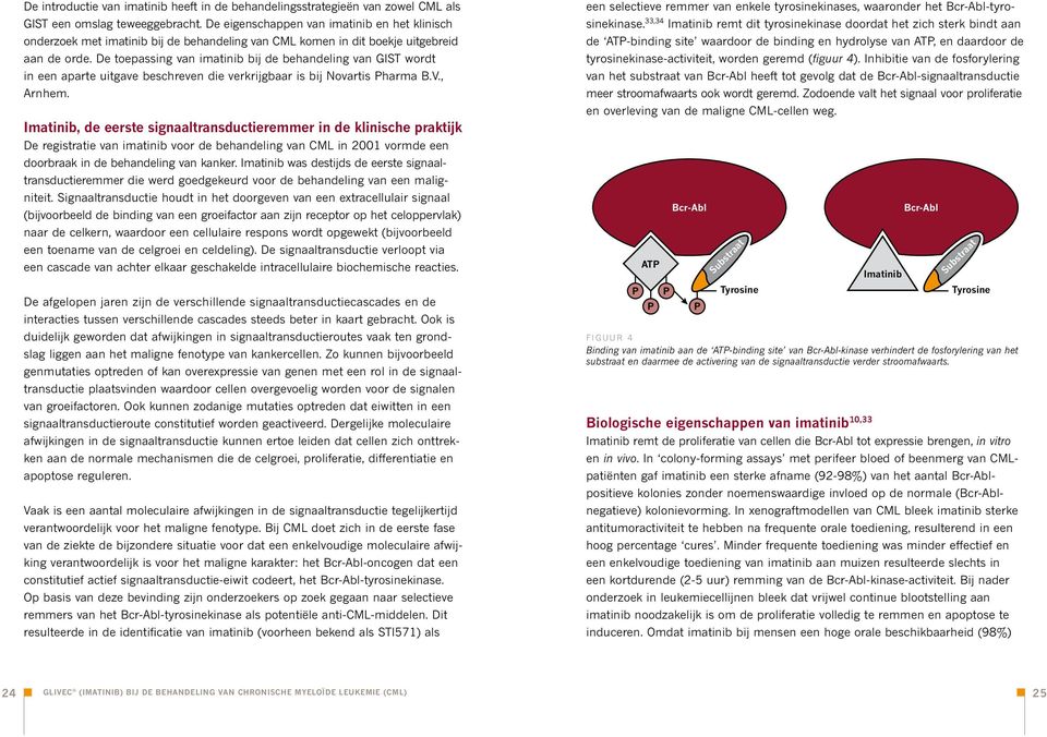 De toepassing van imatinib bij de behandeling van GIST wordt in een aparte uitgave beschreven die verkrijgbaar is bij Novartis Pharma B.V., Arnhem.