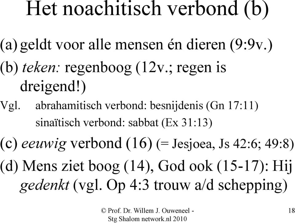 abrahamitisch verbond: besnijdenis (Gn 17:11) sinaïtisch verbond: sabbat (Ex 31:13) (c)