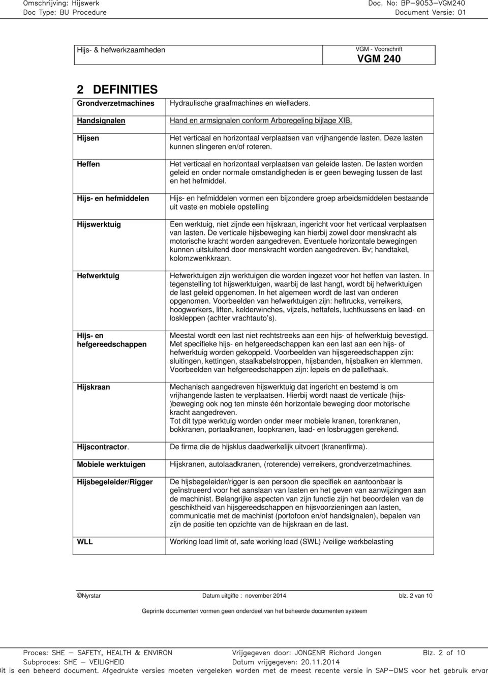 Het verticaal en horizontaal verplaatsen van vrijhangende lasten. Deze lasten kunnen slingeren en/of roteren. Het verticaal en horizontaal verplaatsen van geleide lasten.