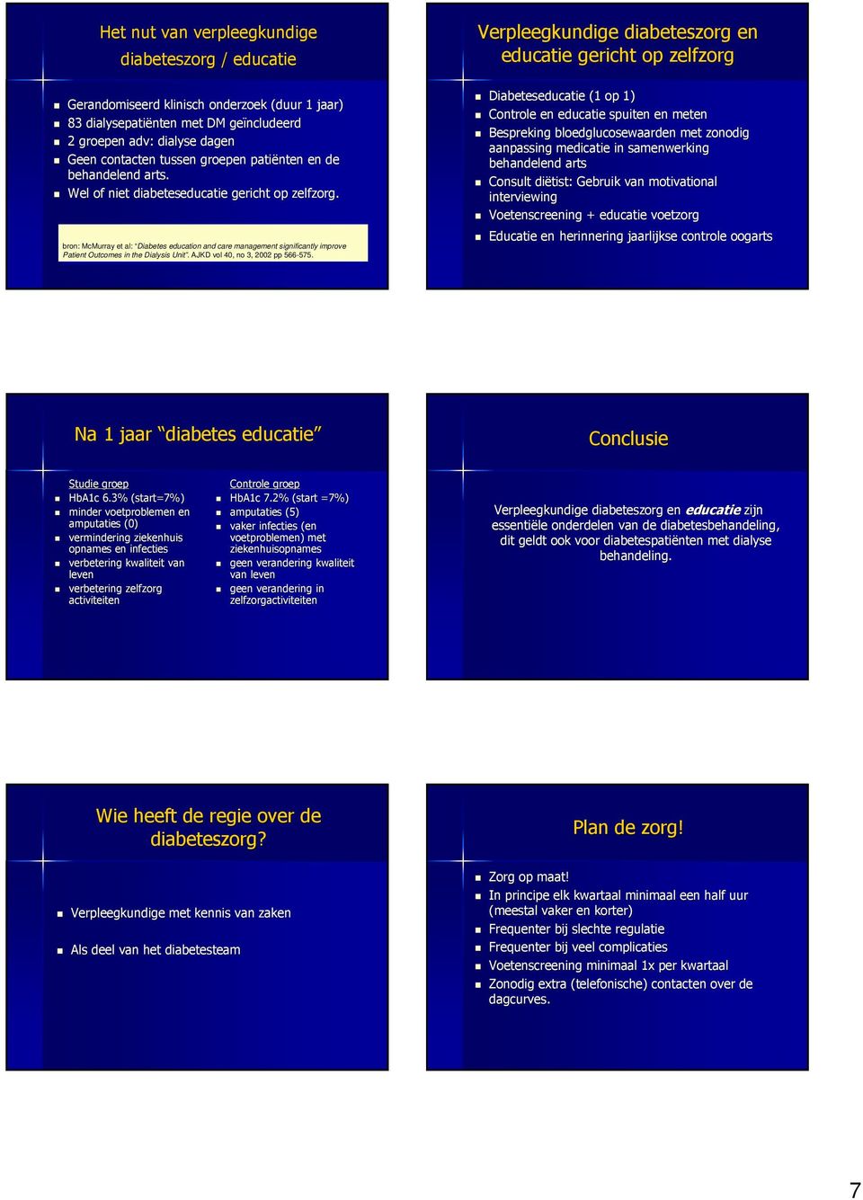 bron: bron: McMurray McMurray et et al: al: Diabetes Diabetes education education and and care care management management significantly significantly improve improve Patient Patient Outcomes Outcomes