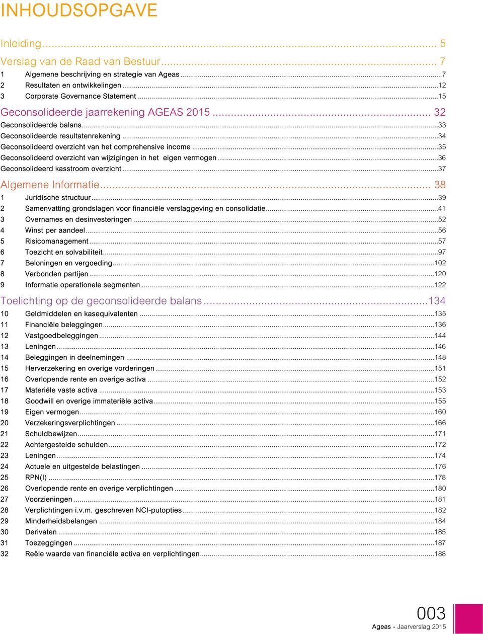 ..35 Geconsolideerd overzicht van wijzigingen in het eigen vermogen...36 Geconsolideerd kasstroom overzicht...37 Algemene Informatie... 38 1 Juridische structuur.