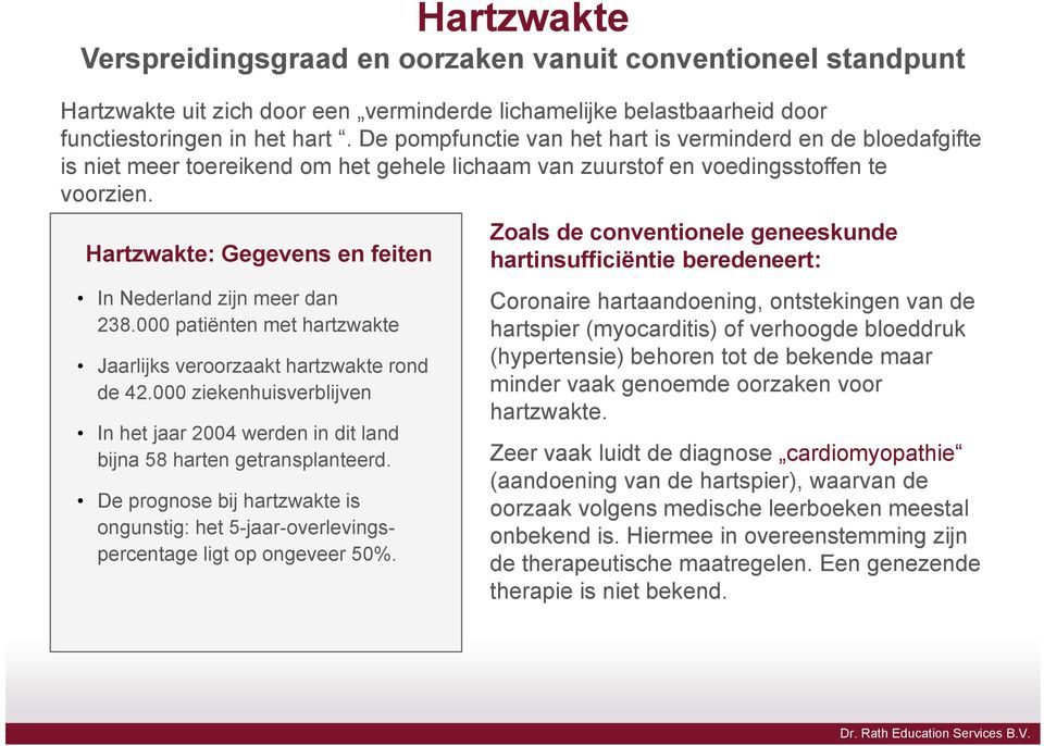 Hartzwakte: Gegevens en feiten In Nederland zijn meer dan 238.000 patiënten met hartzwakte Jaarlijks veroorzaakt hartzwakte rond de 42.