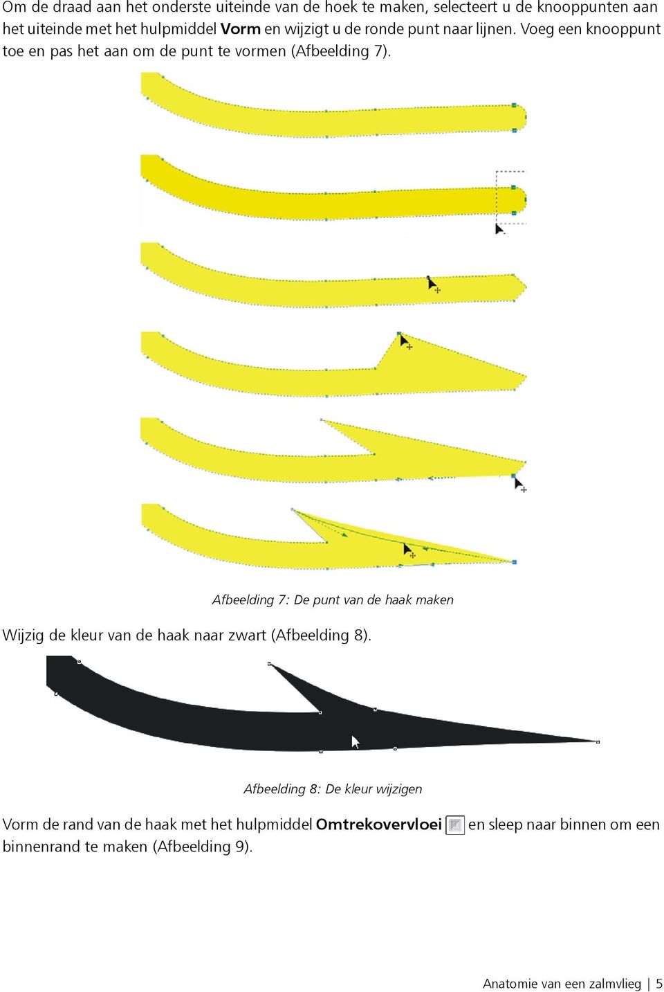 Afbeelding 7: De punt van de haak maken Wijzig de kleur van de haak naar zwart (Afbeelding 8).