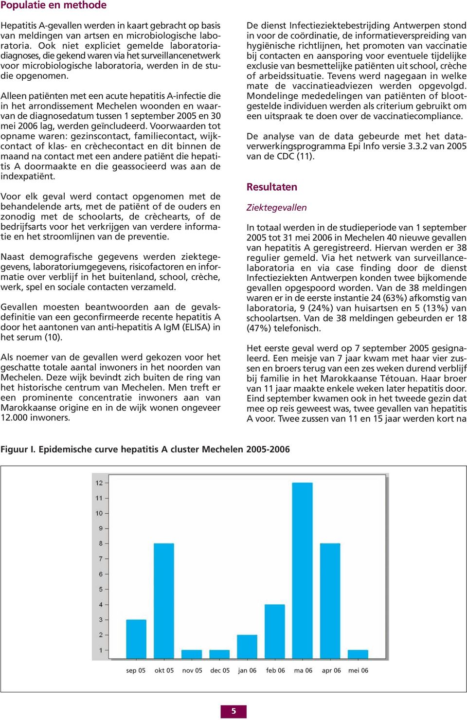 Alleen patiënten met een acute hepatitis A-infectie die in het arrondissement Mechelen woonden en waarvan de diagnosedatum tussen september 00 en 0 mei 00 lag, werden geïncludeerd.