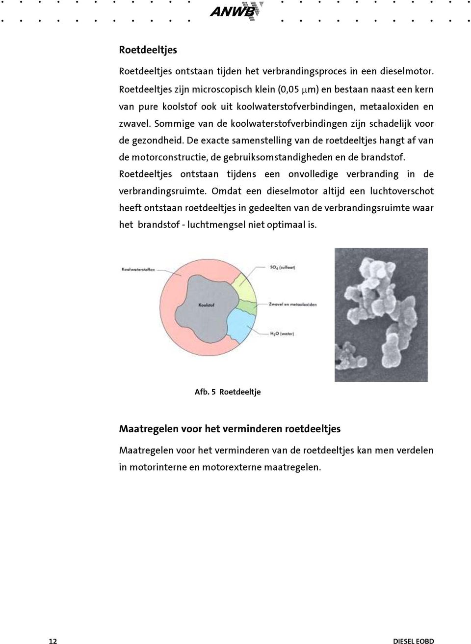 Sommige van de koolwaterstofverbindingen zijn schadelijk voor de gezondheid. De exacte samenstelling van de roetdeeltjes hangt af van de motorconstructie, de gebruiksomstandigheden en de brandstof.