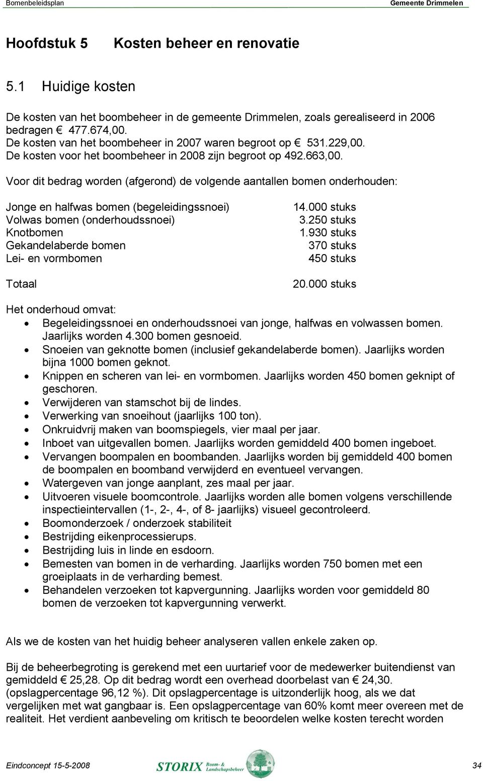 Voor dit bedrag worden (afgerond) de volgende aantallen bomen onderhouden: Jonge en halfwas bomen (begeleidingssnoei) Volwas bomen (onderhoudssnoei) Knotbomen Gekandelaberde bomen Lei- en vormbomen