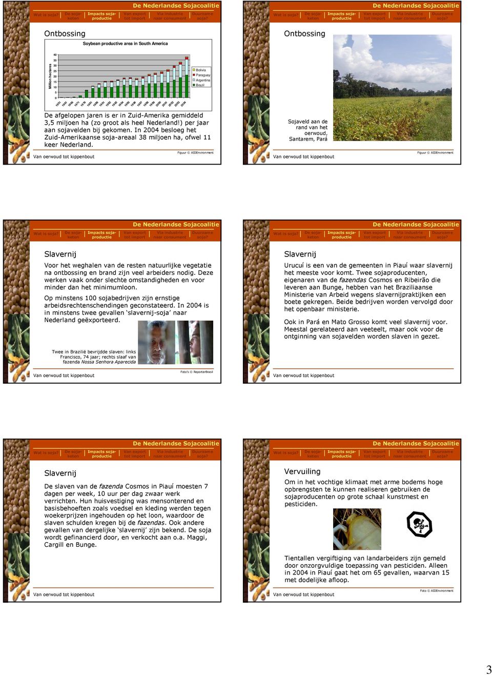 In 2004 besloeg het Zuid-Amerikaanse soja-areaal 38 miljoen ha, ofwel 11 keer Nederland.