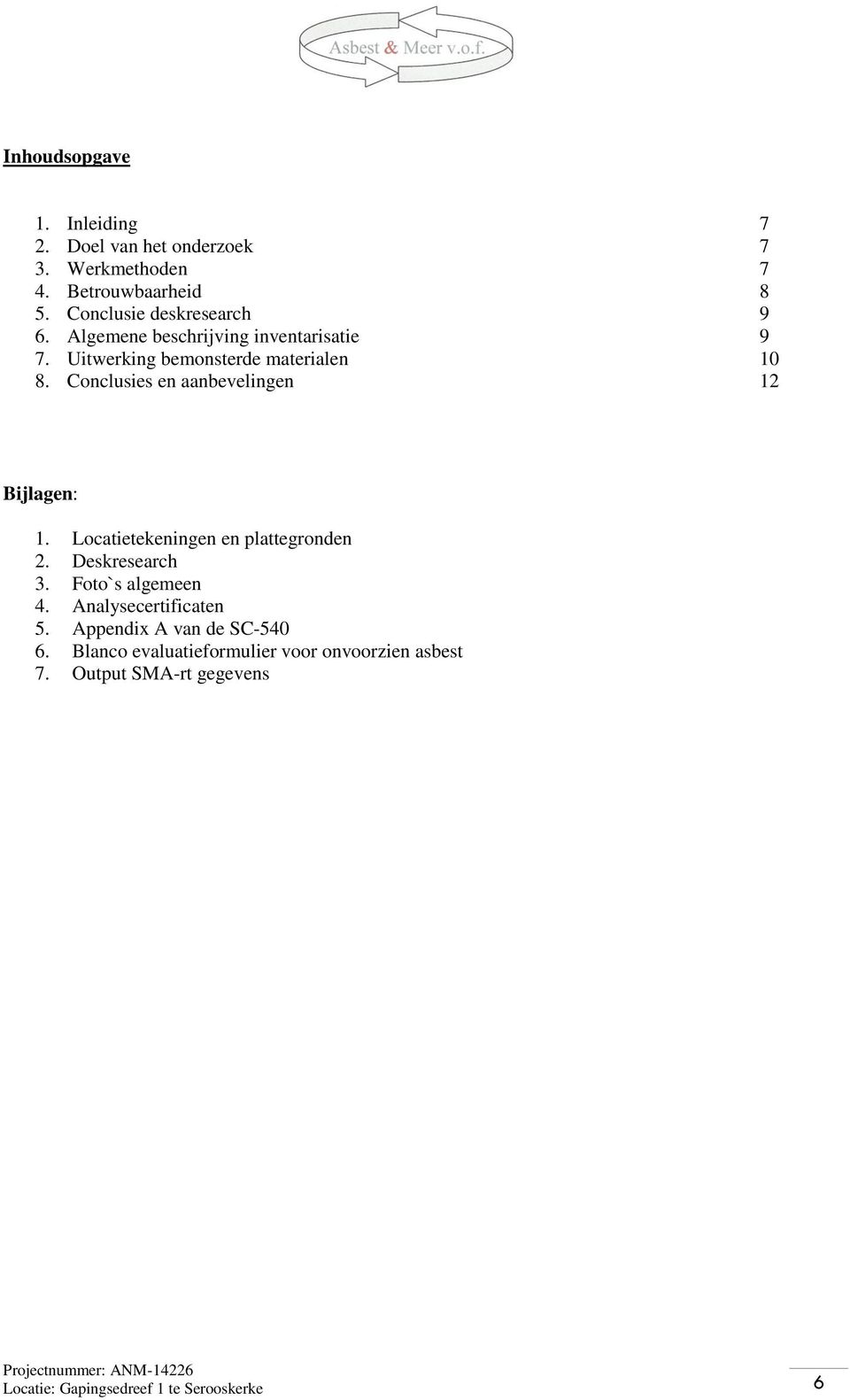 Conclusies en aanbevelingen 12 Bijlagen: 1. Locatietekeningen en plattegronden 2. Deskresearch 3.