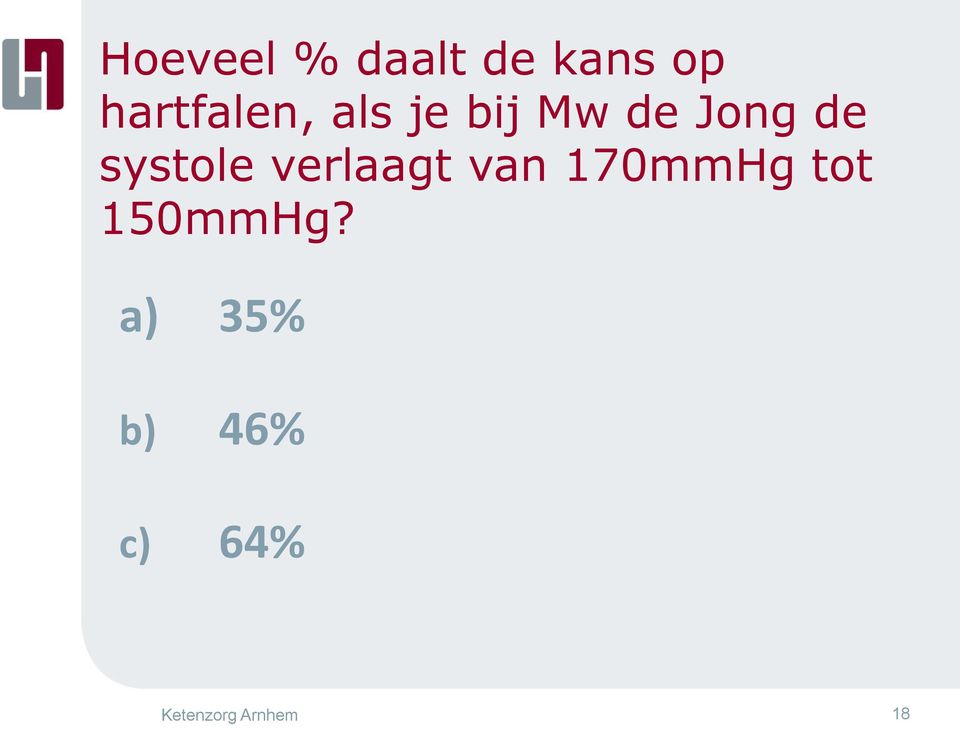 systole verlaagt van 170mmHg tot