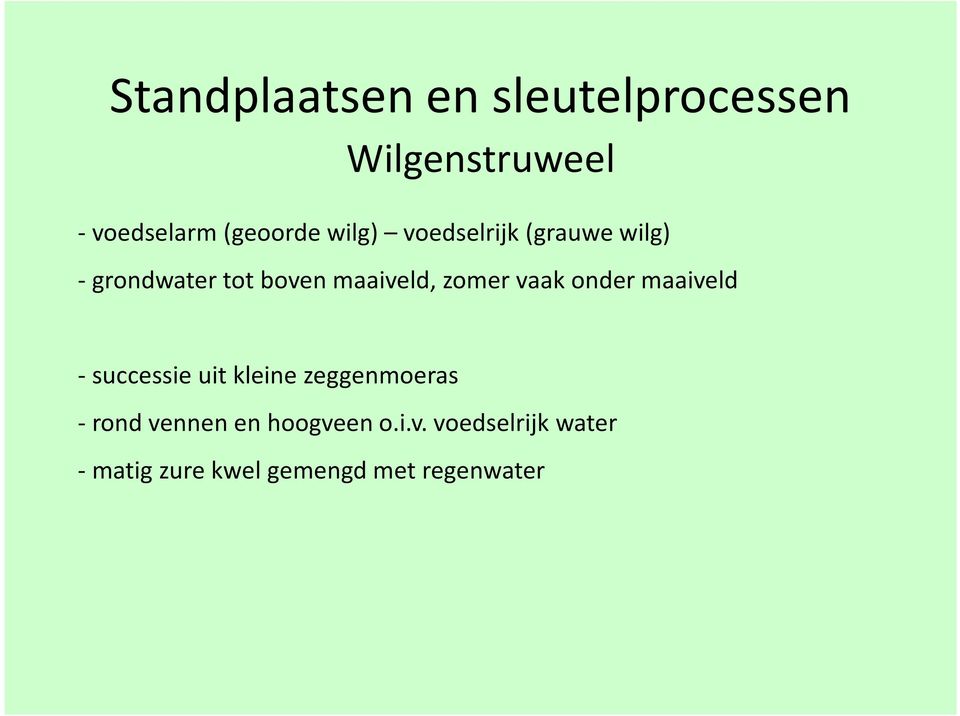 vaak onder maaiveld - successie uit kleine zeggenmoeras - rond vennen en