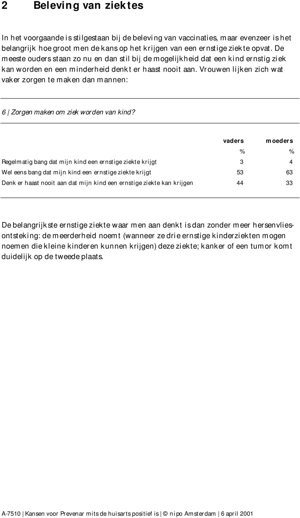 Vrouwen lijken zich wat vaker zorgen te maken dan mannen: 6 Zorgen maken om ziek worden van kind?