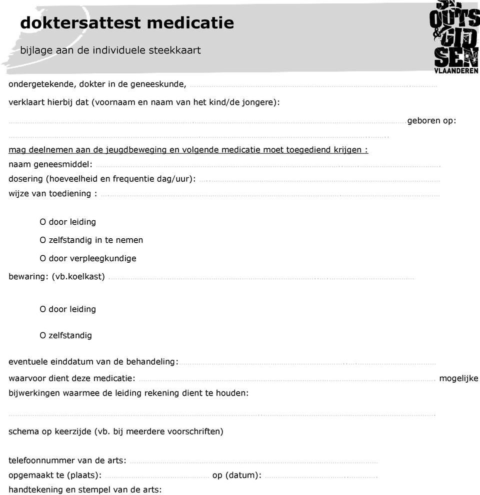 . O door leiding O zelfstandig in te nemen O door verpleegkundige bewaring: (vb.koelkast).... O door leiding O zelfstandig eventuele einddatum van de behandeling:... waarvoor dient deze medicatie:.