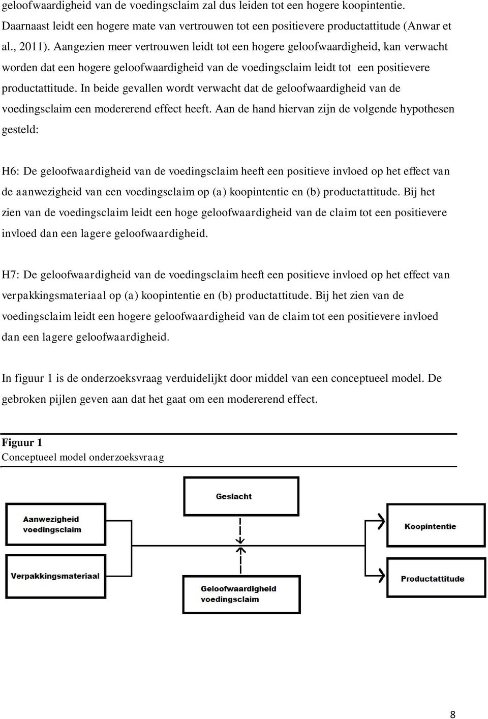 In beide gevallen wordt verwacht dat de geloofwaardigheid van de voedingsclaim een modererend effect heeft.