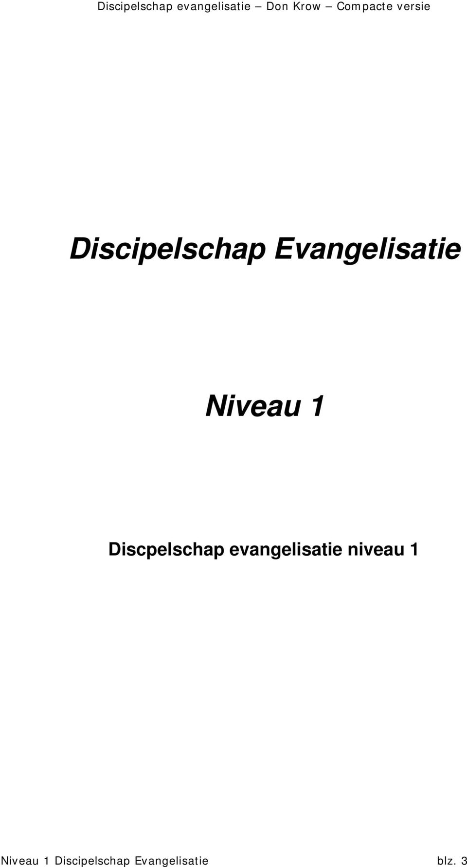 evangelisatie niveau 1