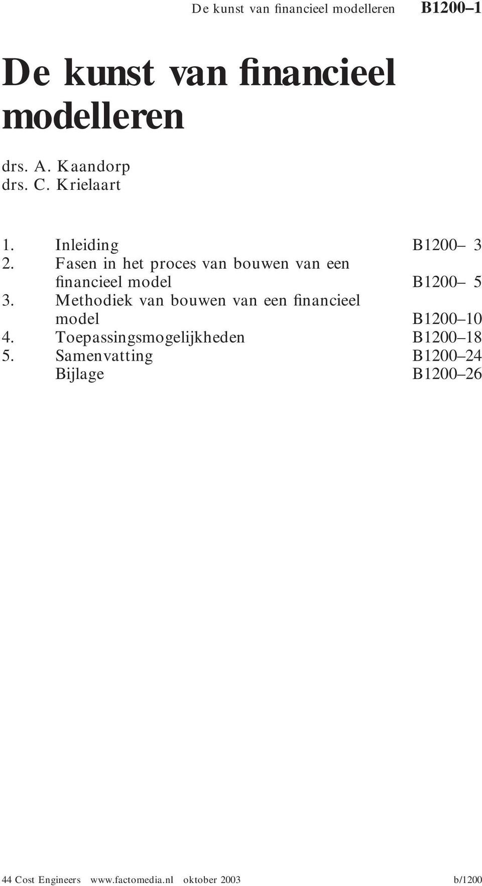 Fasen in het proces van bouwen van een financieel model B1200 5 3.