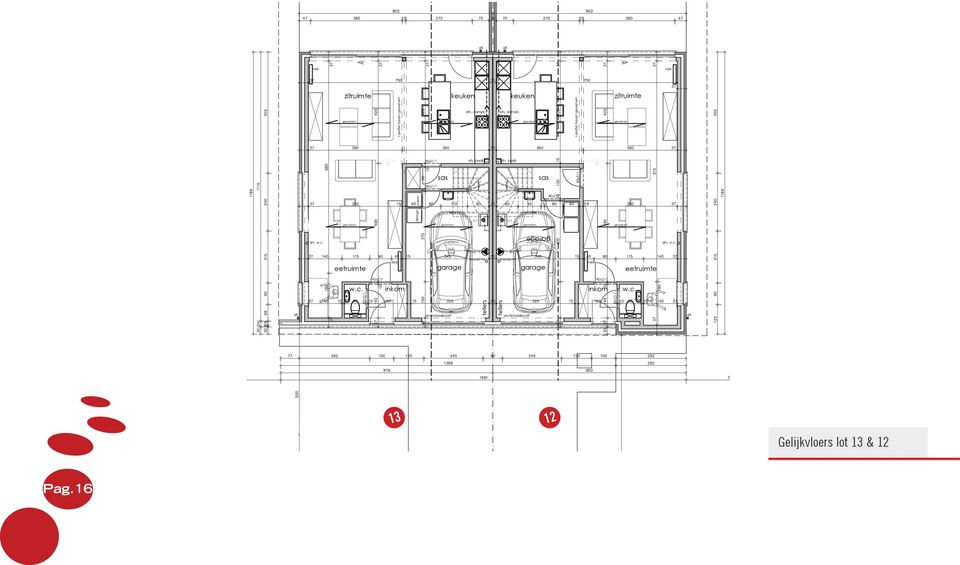 c. Lot 3 g e l i j k v l o e r s 3 Lot 2 2 2 Gelijkvloers lot 3 & 2 Pag.6 ARCHITECTENBUREAU j. cottreel j.