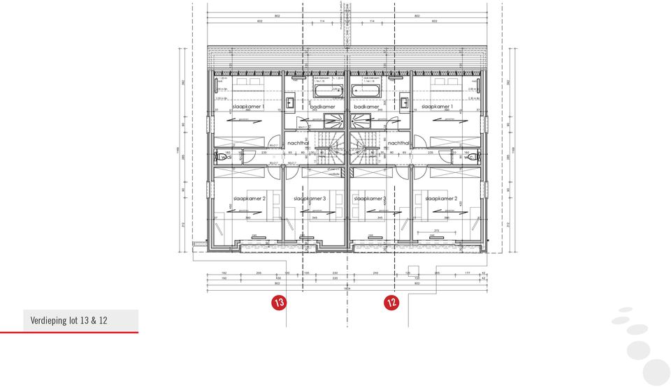 ventilatie slaapkamer 2 slaapkamer 3 slaapkamer 3 slaapkamer 2 Lot 3 3 Lot 2 2 2 Verdieping lot 3 &