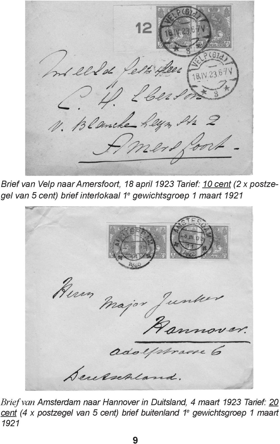 Brief van Amsterdam naar Hannover in Duitsland, 4 maart 1923 Tarief: 20