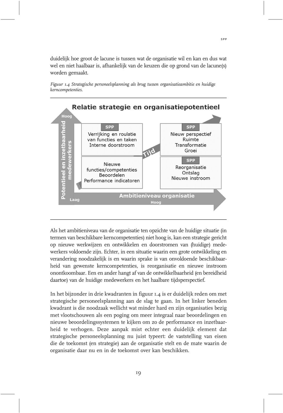 Als het ambitieniveau van de organisatie ten opzichte van de huidige situatie (in termen van beschikbare kerncompetenties) niet hoog is, kan een strategie gericht op nieuwe werkwijzen en ontwikkelen