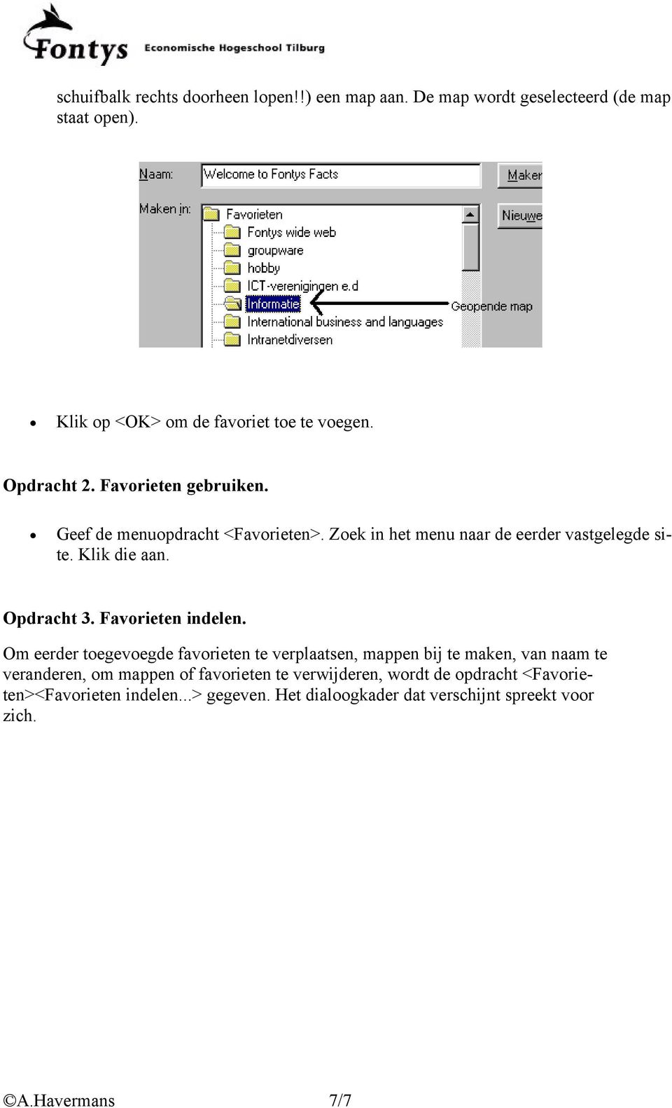 Opdracht 3. Favorieten indelen.