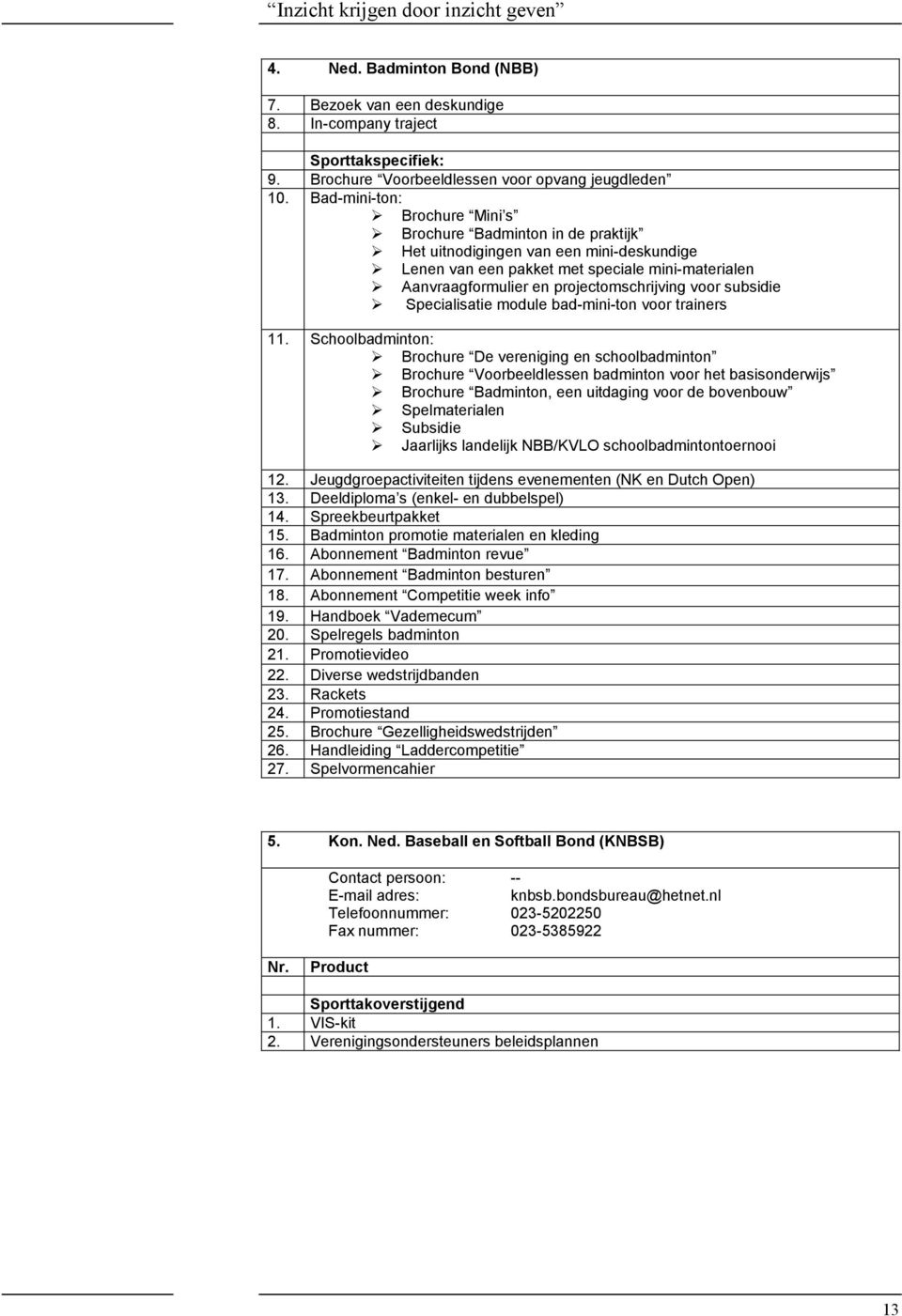 voor subsidie Specialisatie module bad-mini-ton voor trainers 11.