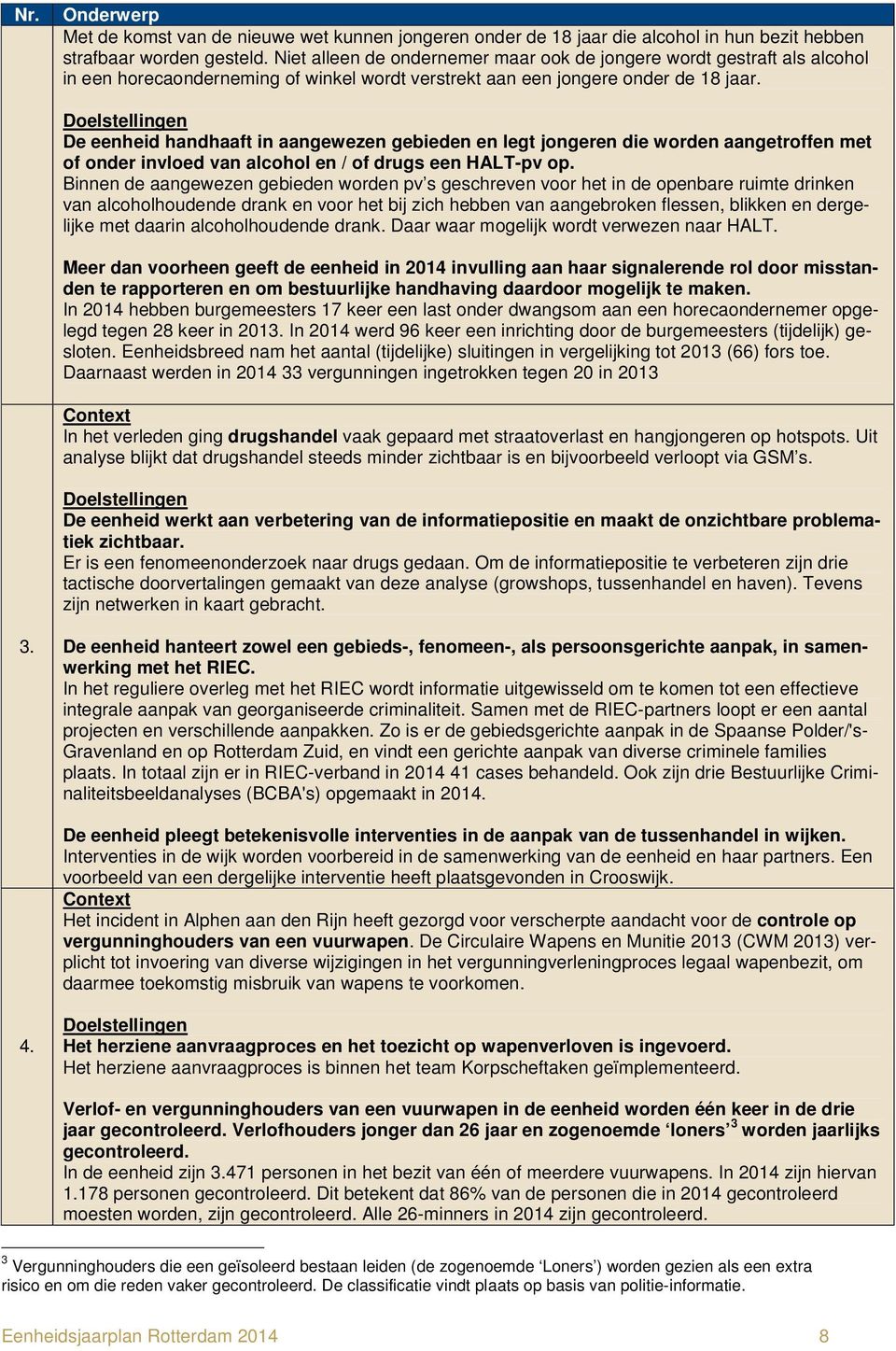 De eenheid handhaaft in aangewezen gebieden en legt jongeren die worden aangetroffen met of onder invloed van alcohol en / of drugs een HALT-pv op.