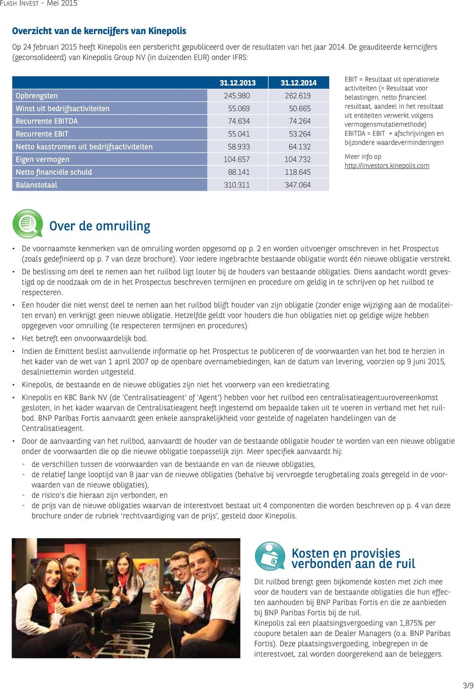 665 Recurrente EBITDA 74.634 74.264 Recurrente EBIT 55.041 53.264 Netto kasstromen uit bedrijfsactiviteiten 58.933 64.132 Eigen vermogen 104.657 104.732 Netto financiële schuld 88.141 118.