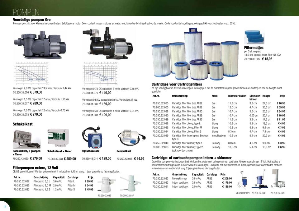 026 15,95 Vermogen 2,0 CV, capaciteit 19,5 m³/u, Verbruik 1,47 kw 70.250.31.076 379,00 Vermogen 1,5 CV, capaciteit 17 m³/u, Verbruik 1,10 kw 70.250.31.077 289,00 Vermogen 1,0 CV, capaciteit 12 m³/u, Verbruik 0,73 kw 70.