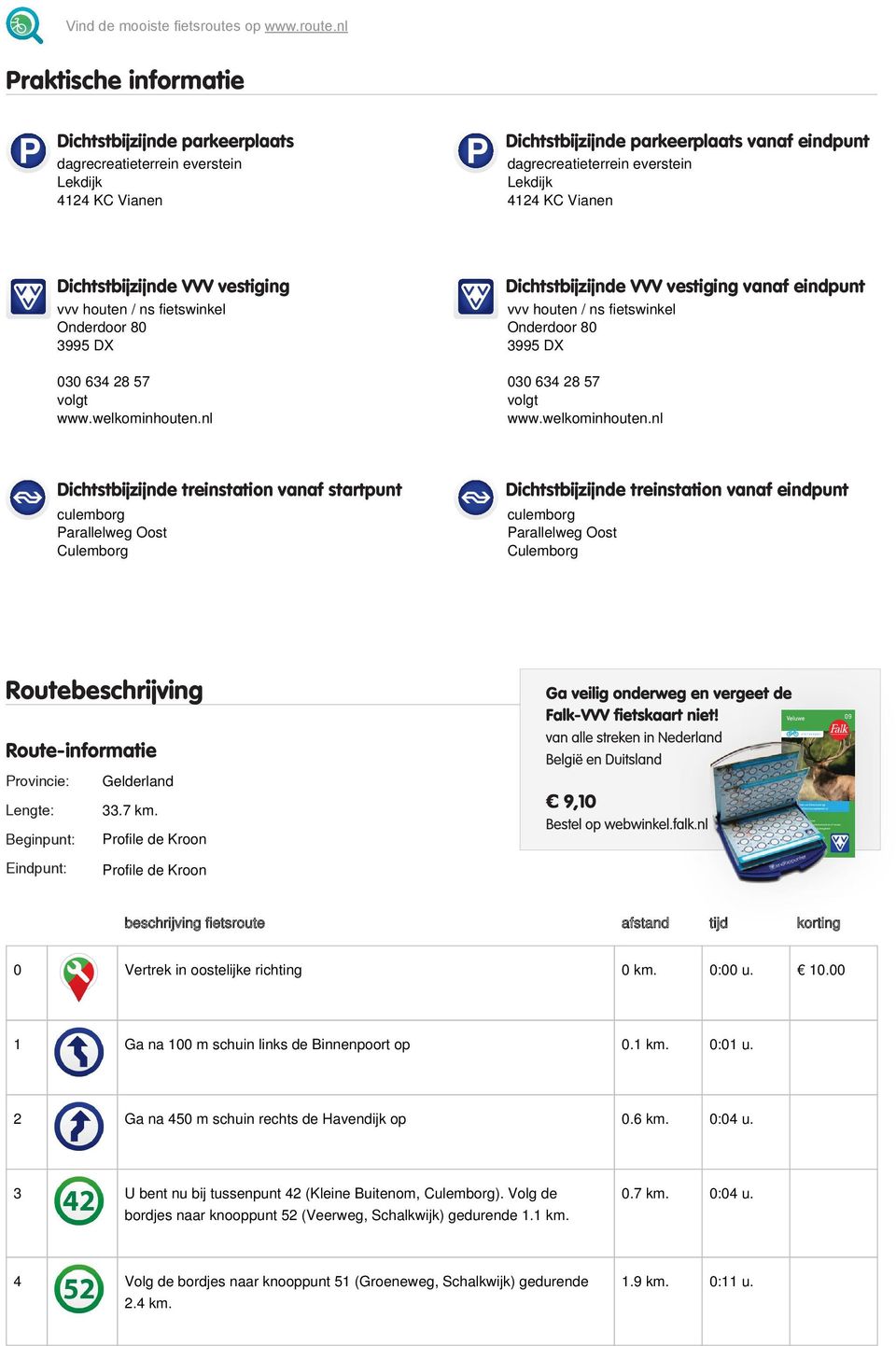 nl Dichtstbijzijnde VVV vestiging vanaf eindpunt vvv houten / ns fietswinkel Onderdoor 80 3995 DX 030 634 28 57 volgt www.welkominhouten.