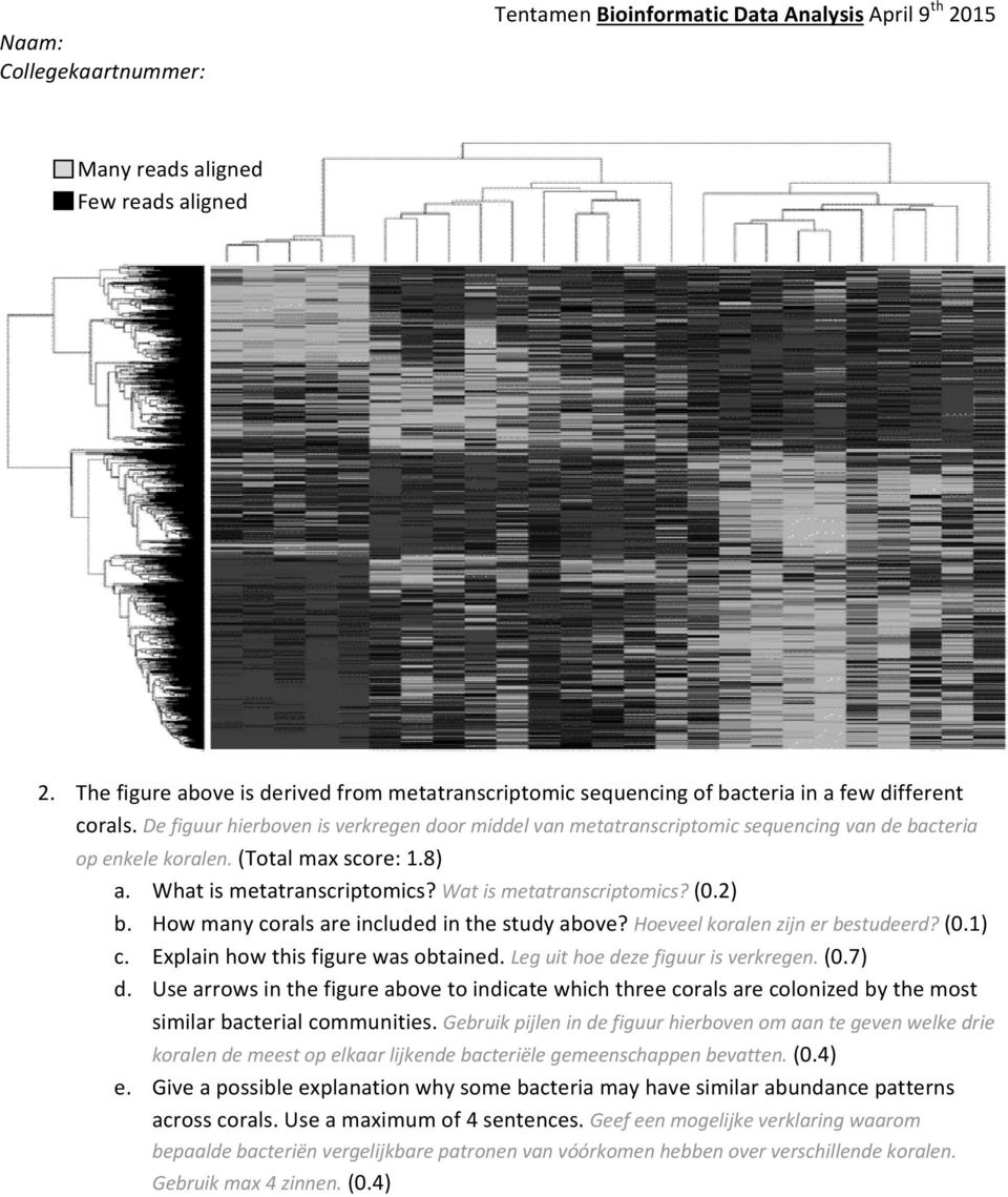 2) b. How many corals are included in the study above? Hoeveel koralen zijn er bestudeerd? (0.1) c. Explain how this figure was obtained. Leg uit hoe deze figuur is verkregen. (0.7) d.