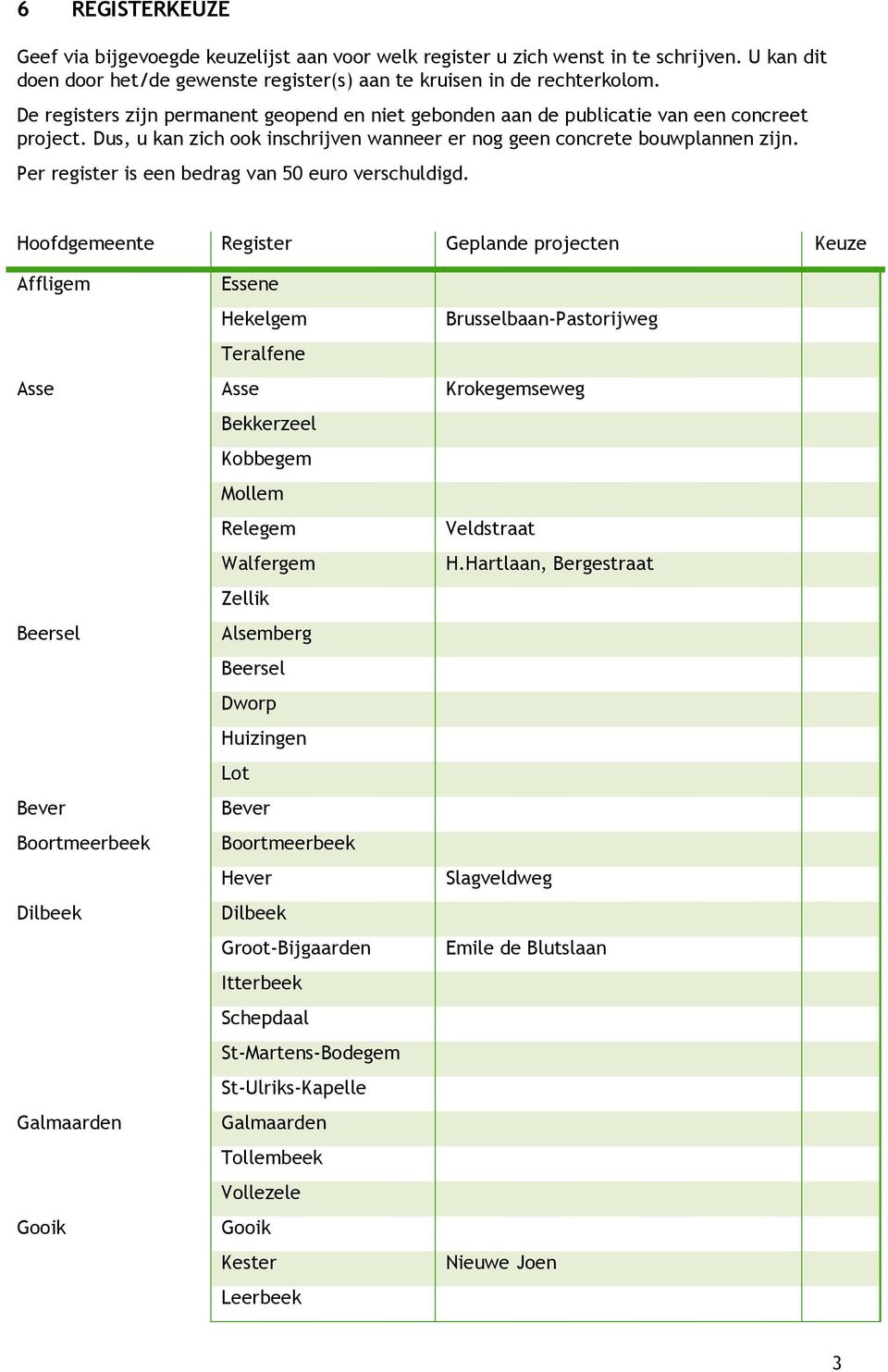 Per register is een bedrag van 50 euro verschuldigd.