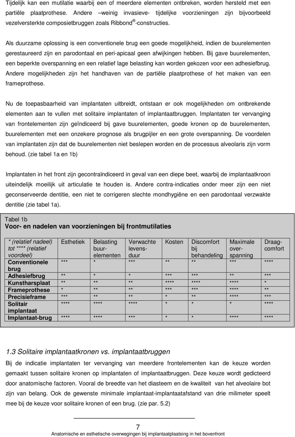 Als duurzame oplossing is een conventionele brug een goede mogelijkheid, indien de buurelementen gerestaureerd zijn en parodontaal en peri-apicaal geen afwijkingen hebben.