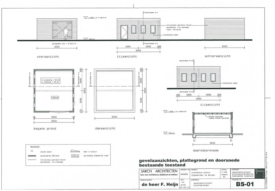 35 m2 15F 2995 6500 2995 TT zijaanzicht 3300 b. k.