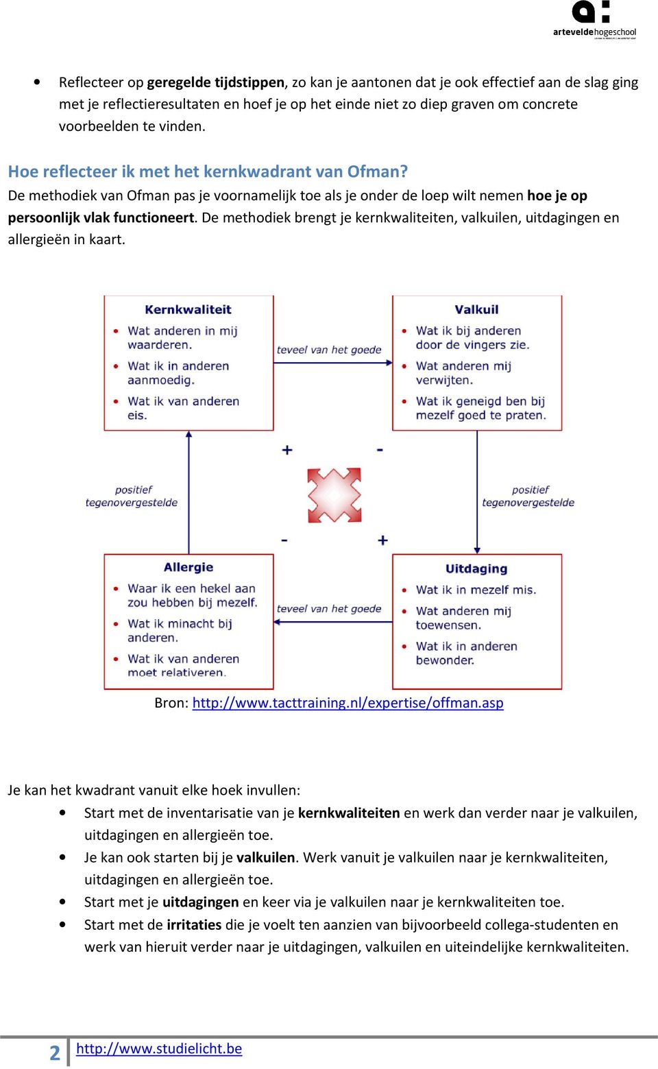 De methodiek brengt je kernkwaliteiten, valkuilen, uitdagingen en allergieën in kaart. Bron: http://www.tacttraining.nl/expertise/offman.